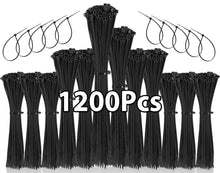 Carica l'immagine nel visualizzatore di Gallery, 1200 Pezzi Fascette Plastica, 100/150/200/250mm Fascette Elettricista, Fascette Nere Resistente Allatemperature, Resiste
