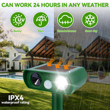 Carica l'immagine nel visualizzatore di Gallery, PQETBV Dissuasore piccioni, uccelli, gatti Repellente per Volpi Ultrasonico Solare con Luce LED, 8m 120° Dissuasori per Piccioni Giardino IPX4 Impermeabile per Gatti Martore Volpi Cani Procioni (510B)