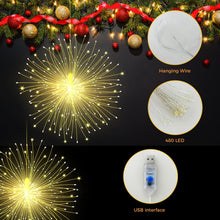 Carica l'immagine nel visualizzatore di Gallery, CNMTCCO Ghirlanda di luci natalizie,confezione da 4 luci USB da appendere,480 pezzi,8 modalità,luci a sfera impermeabili