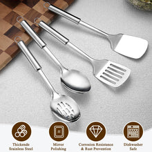 Carica l'immagine nel visualizzatore di Gallery, Homquen Utensili Cucina Set 4 Pezzi, Set di Utensili da Cucina in Acciaio Inossidabile, Set di Spatole per Utensili da Cucina, Mestoli Cucina, Accessori per Gadget da Cucina Essenziali per la Casa