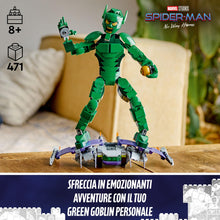 Carica l'immagine nel visualizzatore di Gallery, LEGO | Marvel Personaggio Costruibile di Goblin, Gioco d'Azione per Bambini e Bambine da 8 Anni, Action Figure del Nemico di Sider-Man con Arti Snodabili, Aliante e Bombe-Zucca, Idea Regalo 76284
