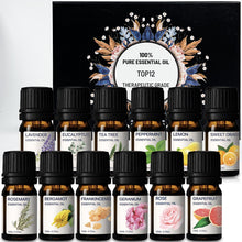 Carica l&#39;immagine nel visualizzatore di Gallery, Oli Essenziali - Kit di Oli 100% Puri - Top 12 Set Regalo di Oli Aromaterapici - Confezione da 12, 10 ml (Eucalipto, Lavanda, Erba Limone, Arancio, Menta Piperita, Albero del Tè)