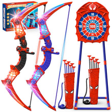 Carica l'immagine nel visualizzatore di Gallery, Giocattoli per 3-12 Anni Bambino, 2 Arco e Freccia Ragno con Luci LED Rosse e Blu, Bersaglio a Forma, 2 Ragno Faretre, Gioco Bambino 3-9, Giochi Bambini Regalo Bambino 3 4 5 6 7 8 9 10 Anni Maschio