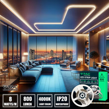Carica l'immagine nel visualizzatore di Gallery, V-TAC Striscia Led da Interno SMD 3528 8W - 5 Metri - Strisce LED Adesiva per Casa, Cucina, Camera, Ambienti Interni - Luce Bianca Naturale 4000K - Nastro LED Luminoso 800 Lumen - Alimentata 12V