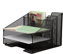 Carica l'immagine nel visualizzatore di Gallery, Techly 368062 Organizer da Scrivania a 3 Vassoi e 2 Sezioni Verticali Nero
