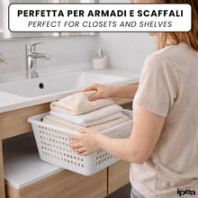 Carica l'immagine nel visualizzatore di Gallery, IPEA Cesta Forata in Plastica Rettangolare Multiuso - Made in Italy - 33 x 33 x 16 cm - Cesto per Bucato, Casa, Bagno, Biancheria - Bacinella con Fori - Contenitore Traforato - Vaschetta Bianca