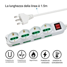 Carica l'immagine nel visualizzatore di Gallery, Extrastar Multipresa 12 Posti 4 polivalenti (schuko 10/16A) 8 bivalenti 10/16A, Colore bianco, Cavo 1.5 m - Spina 16A