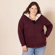 Carica l'immagine nel visualizzatore di Gallery, Amazon Essentials Giacca con Cappuccio a Cerniera Intera in Pile Foderata in Sherpa (Taglie Forti Disponibili) Donna, Bordeaux, M