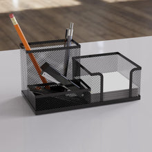 Carica l'immagine nel visualizzatore di Gallery, Detectalia Organizzatore da Scrivania e Portapenne in Maglia Metallica, Nero - Supporto Portaoggetti Multifunzionale Compatto per Penne, Accessori Ufficio e Cancelleria Scuola