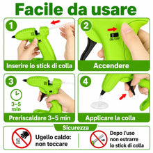 Carica l'immagine nel visualizzatore di Gallery, Pistola Colla a Caldo Senza Fili, Batteria Ricaricabile 2600mAh, Include 40 Stick di Colla 7mm, 6 Protezioni in Silicone