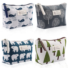 Carica l'immagine nel visualizzatore di Gallery, 4 Pezzi Borsa Cosmetica in Tela, Borsa Trucchi Stampate Pochette Donna da Borsa Multifunzionale Portatile Borsa da Viaggio con Cerniera per Regali Natale Donna Bambina Viaggi e Deposito