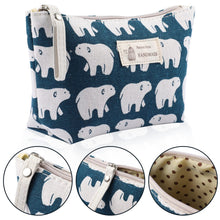 Carica l'immagine nel visualizzatore di Gallery, 4 Pezzi Borsa Cosmetica in Tela, Borsa Trucchi Stampate Pochette Donna da Borsa Multifunzionale Portatile Borsa da Viaggio con Cerniera per Regali Natale Donna Bambina Viaggi e Deposito
