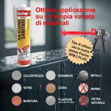 Carica l'immagine nel visualizzatore di Gallery, Fischer SNS Silicone Neutro Sanitari Trasparente, Sigillante per Materiali Porosi, Antimuffa, Per WC, Vasca, Doccia, Lav