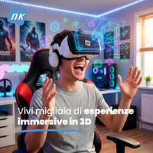 Carica l'immagine nel visualizzatore di Gallery, NK Occhiali 3D VR per Smartphone – Visore Intelligenti di Realtà Virtuale con Audio per Smartphone tra 4,7" - 6,53", Ang
