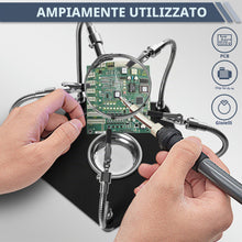 Carica l'immagine nel visualizzatore di Gallery, Terza Mano Per Saldatura, Stazione Saldatura con 3X Lente di Ingrandimento Braccii Flessibile e Clip, Adatta per Elettro