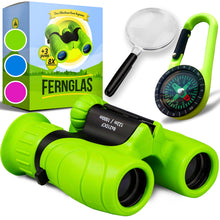 Carica l'immagine nel visualizzatore di Gallery, Binocolo Bambini - Regalo ottimale per Natale - Forte ingrandimento 8X21 - Set Esploratore Completo con Lente d'Ingrandimento e Bussola - Giochi per bambino e bambina di 3 – 12 anni