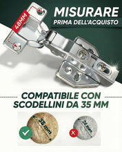Carica l'immagine nel visualizzatore di Gallery, Cerniere Ante Cucina e Armadi Ammortizzate 35 mm – Sormonto Totale 110° (8 Pezzi) – Cerniere Mobili Cucina e Sportelli a