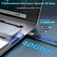 Carica l'immagine nel visualizzatore di Gallery, Cavo USB4 Thunderbolt 4 - 240W USB C a USB C per Ricarica, Dati 40 Gbps, HDR 8K @ 60Hz, 90 Gradi per Hub, Dock MacBook, 
