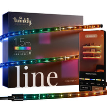 Carica l'immagine nel visualizzatore di Gallery, Twinkly Line Starter Kit 1.5m, Striscia LED Multicolore Magnetica e Adesiva, Kit con Controller Intelligente, Compatibil