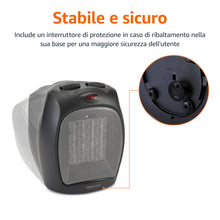 Carica l'immagine nel visualizzatore di Gallery, Amazon Basics Termoventilatore in ceramica da 1800 Watt con termostato regolabile - Nero