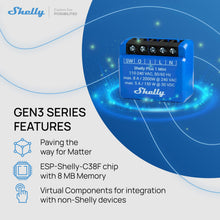 Carica l'immagine nel visualizzatore di Gallery, Shelly 1 Mini Gen 3, interruttore intelligente relé Wi-Fi, Bluetooth (1 pz)