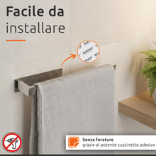 Carica l'immagine nel visualizzatore di Gallery, ECENCE Porta Asciugamani Bagno Adesivo cromo senza Foratura 38cm