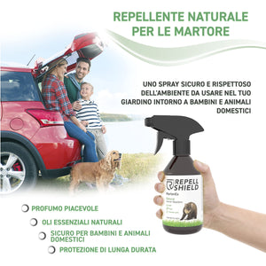 RepellShield Spray Repellente per Topi e Martore, 250ml - Alternativa a Ultrasuoni per Topi Auto - Spray Dissuasore per Topi da Soffitta, Cantina, Giardino - Protegge i Cavi dell’Auto dalle Martore