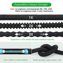 Carica l'immagine nel visualizzatore di Gallery, Tubo da giardino estensibile da 15M (5M*3), ugello a spruzzo a 8 funzioni, tubo interno con anima in lattice migliorata 