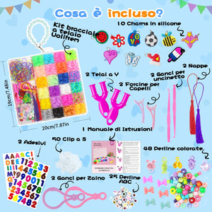 Uolifrem Elastici per Braccialetti Bambini, 29 Colori Elastici Braccialetti Kit, Fai Da Te Loom Bands Kit con Accessori，Starter kit di elastici, Regalo per Ragazze e Ragazzi