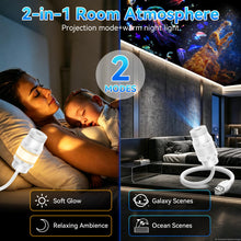 Carica l'immagine nel visualizzatore di Gallery, Proiettore Stelle Soffitto, 2 In 1 USB Galaxy Projector Night Light (6 Films)