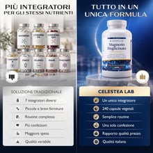 Carica l'immagine nel visualizzatore di Gallery, Magnesio Bisglicinato Capsule 350mg, 240cps, Formula Avanzata-Made in Italy