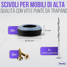 Carica l'immagine nel visualizzatore di Gallery, Filzada® 26x Piedini per Mobili in Teflon da Avvitare Ø 19 mm - Pattini