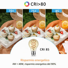 Carica l'immagine nel visualizzatore di Gallery, YindaLux Lampadine LED E27 Luce Calda 2200K, Lampadina 4W Equivalenti a 40W, Lampadina Vintage Edison LED Filamento, Ris