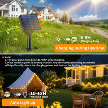 Carica l'immagine nel visualizzatore di Gallery, Luci Solari Esterno, [3 Pacchi] 17M 150 LED Catena Luminosa Esterno Solare IP65 Impermeabili 8 Modalità Filo di Rame Luci Solari da Giardino Decorative Per Festa, Matrimonio, Giardino, Natale, Patio