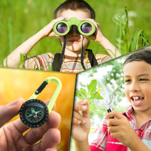Carica l'immagine nel visualizzatore di Gallery, Binocolo Bambini - Regalo ottimale per Natale - Forte ingrandimento 8X21 - Set Esploratore Completo con Lente d'Ingrandimento e Bussola - Giochi per bambino e bambina di 3 – 12 anni