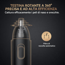 Carica l&#39;immagine nel visualizzatore di Gallery, TagliaPeli Naso e Orecchie, Rifinitore per Naso, Orecchie Impermeabile, Ricaricabile Tipo-C, Adatto a Uomini e Donne, Nero
