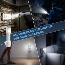 Carica l'immagine nel visualizzatore di Gallery, 2-in-1 Lampada Notturna e Torcia Emergenza Casa con Sensore di Luce e Rilevatore di Movimento, Luce Notturna da Presa co
