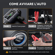 Carica l'immagine nel visualizzatore di Gallery, BRPOM Avviatore Batteria Auto, 9000A Avviatore di Emergenza per Auto/Moto, (Motori Fino a ALL Gas o 8.5L Diesel) Booster Avviamento con Torcia a LED&amp;USB Quick Charge 3.0