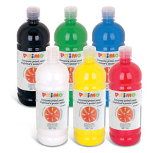 Carica l&#39;immagine nel visualizzatore di Gallery, PRIMO - Tempere Lavabili per Bambini, 6 Colori per Bambini +3 Anni da 1L con Dosatore, Colori a Tempera per Dipingere Carta Stoffa Vetro, Pittura, Cartoleria, Lavoretti Creativi e Materiale Scolastico
