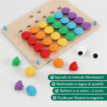 Carica l'immagine nel visualizzatore di Gallery, BONNYCO Gioco Chiodini per Bambini 2 Anni in Legno, 50 Schede e 32 Bottoni