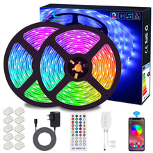 Carica l'immagine nel visualizzatore di Gallery, Striscia LED 10m Musicale, ALED LIGHT Nastri Led Bluetooth RGB 12V, con Controller Bluetooth + Telecomando, Strisce Led 