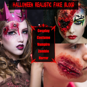 BOBISUKA Halloween Sangue Finto Lavabile 3 Pz: 1 Plasma Coagulato+1 Spray di Sangue Finto+1 Sangue Finto Gocciolante Sicuro per Carnevali, Film, Teatro, Scherzi, Ferite Simulate
