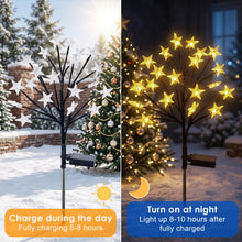 Carica l'immagine nel visualizzatore di Gallery, Fohil Luci Natalizie Solari, 2 Pezzi Luci Solari da Giardino 40LED Stella Luci di Natale Esterno, Addobbi Natalizi per E