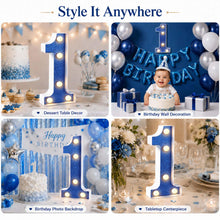 Carica l'immagine nel visualizzatore di Gallery, Decorazioni per il 1° Compleanno con Numeri LED Illuminati per Ragazzi, Numero 1 Blu per Sfondo Festa di Compleanno, Ann