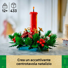 Carica l'immagine nel visualizzatore di Gallery, LEGO Decorazione da Tavolo Natalizia - Candela Rossa Giocattolo da Esposizione con Bacche, Stelle e Fogliame - Attività per la Famiglia - Regalo Natalizio per Bambine e Bambini da 12 Anni - 40743