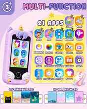 Carica l'immagine nel visualizzatore di Gallery, UCIDCI Smartphone Giocattolo Telefono per Bambini e Bambine, Cellulare con Doppia Macchina Fotografica Bambini, Giochi E