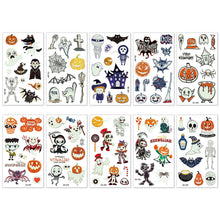 Carica l'immagine nel visualizzatore di Gallery, ACWOO Tatuaggi Temporanei per Bambini, 10 Fogli Luminosi Halloween Tatuaggi Set, Halloween Impermeabile Temporaneo Tattoos per Compleanno Regalo Festa di Halloween Cosplay Decorazioni
