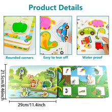Carica l'immagine nel visualizzatore di Gallery, Tangdudu 2PC Montessori Busy Book per Bambini 1 2 3 4 5 Anni, Quiet Book, Libro di attività per Imparare Animali, Colori, Forme, Frutta, Verdura, Veicoli, Cibo e Dinosauri