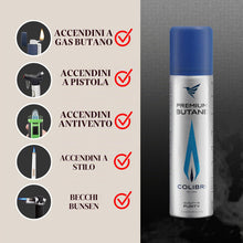 Carica l'immagine nel visualizzatore di Gallery, Colibri bomboletta di Gas Butano di altissima qualità - 2 x 90ml - Puro al 100% - per Ricarica accendini e accendisigari