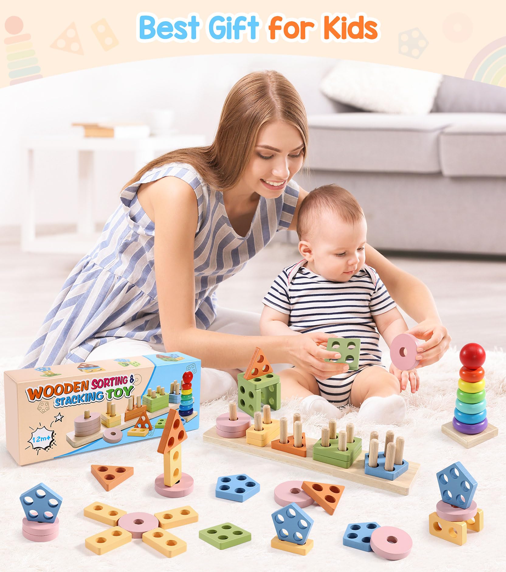 3 in 1 Giochi Legno per Bambini da 1 Anno, Giocattoli Montessori per 12-36 Mesi Ragazzi e Ragazze, Colore Forma Ordina Abbina Giocattoli Educativi, Regalo di Compleanno di Natale - Giochi e 3 in 1 Giochi Legno per Bambini da 1 Anno, Giocattoli Montessori per 12-36 Mesi Ragazzi e Ragazze, Colore Forma Ordina Abbina Giocattoli Educativi, Regalo di Compleanno di Natale - Giochi e